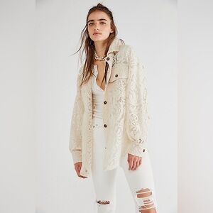 Free People Oversized Lace ButtonDown Shacket